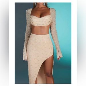 Oh Polly Champagne embellished 2 piece set